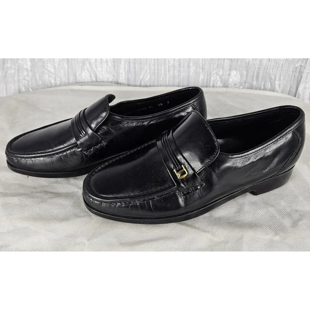 Florsheim Riva Men's 8.5 E Black Leather Comfortech Loafers Moc Toe Dress Shoes